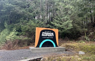 Square sign saying Welcome to Prince Rupert