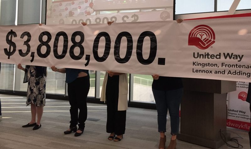United Way of Kingston, Frontenac, Lennox & Addington reveal their 2022 campaign goal at St. Lawrence College. Photo by: Karim Mosna