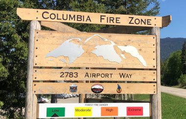 A sign of the Columbia Fire Zone.