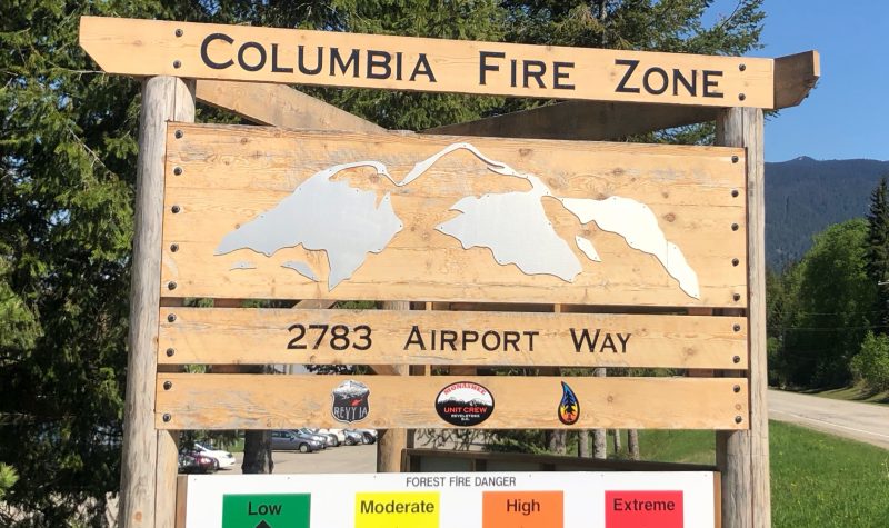 A sign of the Columbia Fire Zone.