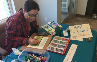 The artist at work. Angela Thibodeau is the 2022 artist-in-residence at the Sackville Waterfowl Park. Photo: Erica Butler