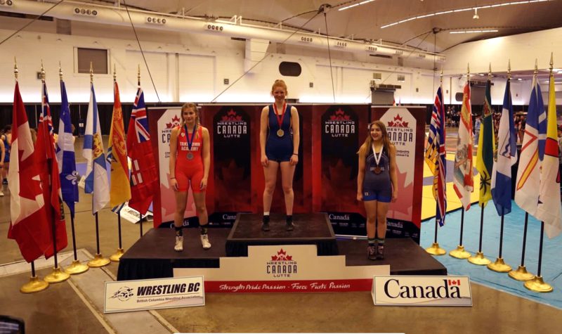 Top three female wrestlers from the 2023 Under 17 Canadian Wrestling Championships.