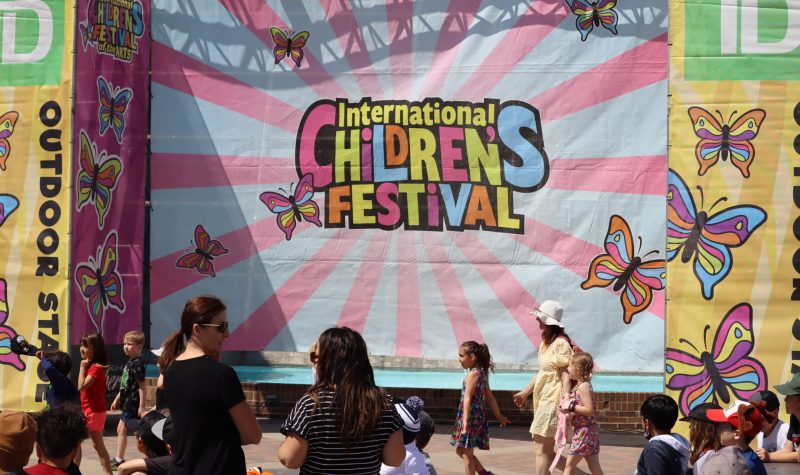 Image shows International Children's Festival Sign