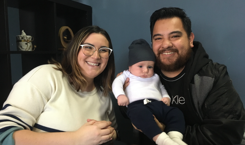 Sarah Honea, Diego Mora, and their 3-month old son Luka. Photo: Erica Butler