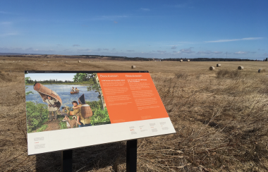 An information panel on the site of the former village at Beaubassin. Photo: Erica Butler