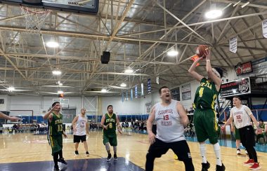 Kitkatla versus Haida Gwaii game play on a basketball court