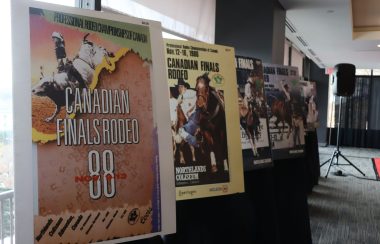 Old Canadian Finals Rodeo posters from back in its early days at the Northlands Coliseum. Photo was taken inside.