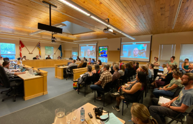 People in council chambers in Smithers