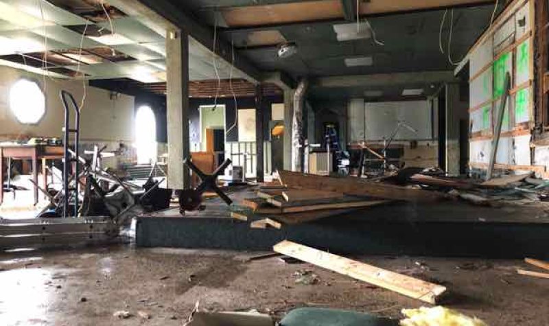 The interior of the building where George's Roadhouse once stood but is now being demolished.