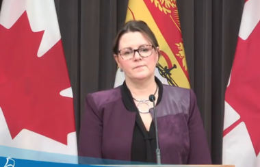 New Brunswick Chief Medical Officer of Health Jennifer Russell announces a return to orange level restrictions for Sackville and area, November 19, 2020