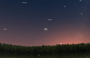 Photo showing Saturn and Jupiter in orbit preparing to align for the great conjunction