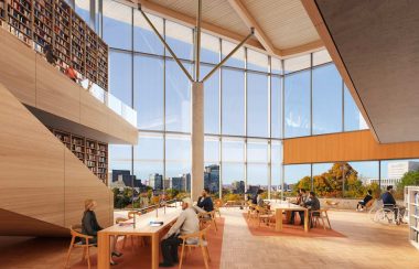 Image en 3D de la salle de lecture de la future bibliothèque publique d'Ottawa