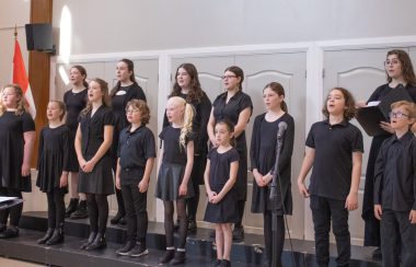 Showing choir performing