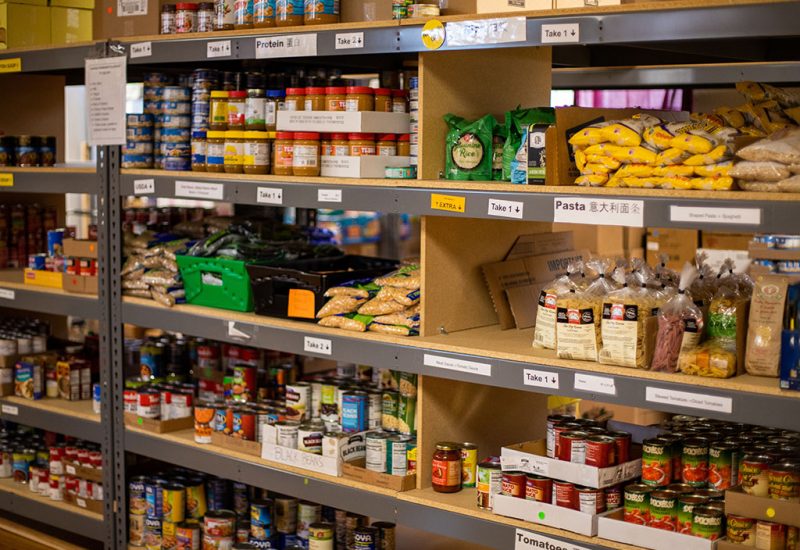 An image of a shelf of food in a store.