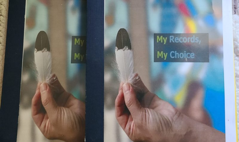 2 copies of Geraldine Shingoose's preserved residential school experiences, from MyRecordsMyChoice