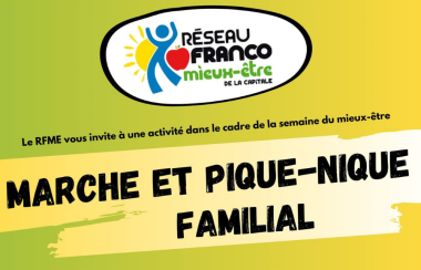 L'affiche de la marche et pique-nique familial du Réseau franco mieux-être