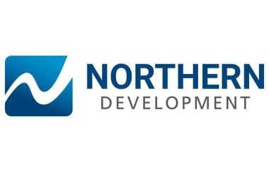 The white and navy blue Northern Development Logo with the company name and a small blue box with a white wave through it on the left.