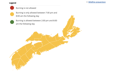 Nova Scotia Burn Safe map June 13 23 shows revisions to burn ban.