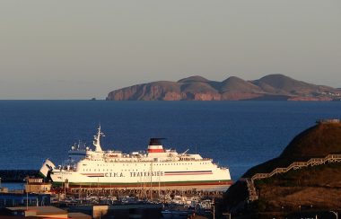 A photo of the ferry linking the Magdalen Islands to Prince Edward Island. The MV Madeleine