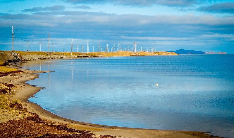 A view of the windmills from Point Aux Loups.