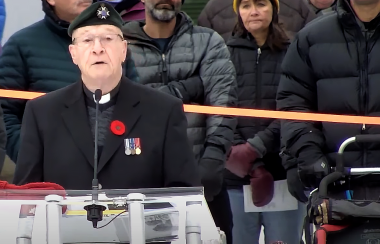 Padre Doug Campbell at Smithers cenotaph