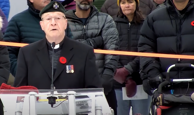 Padre Doug Campbell at Smithers cenotaph