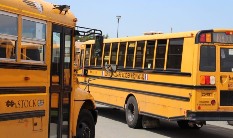 Deux autobus scolaires.