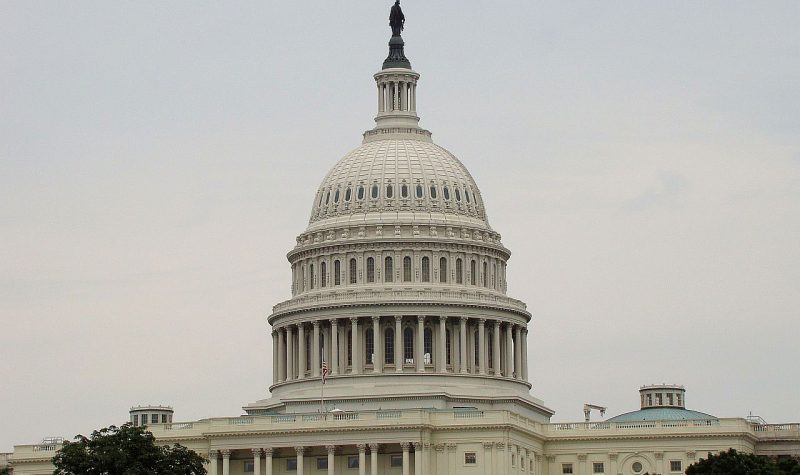 The Capitol building in Washington on a cloudy day