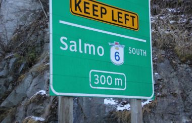 Highway sign en route to Salmo.