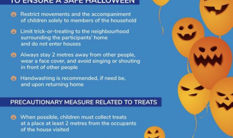 A pamphlet stating the instructions to follow to ensure a safe halloween in Quebec.