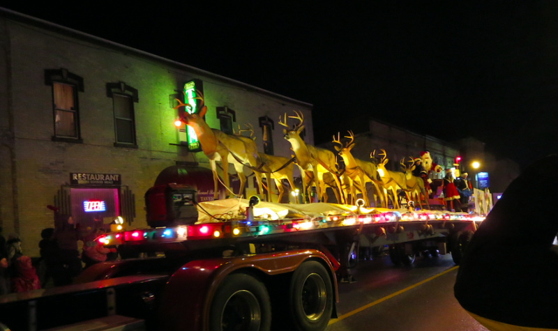 Santa's float at the 2016 Mount Forest Santa Claus parade.