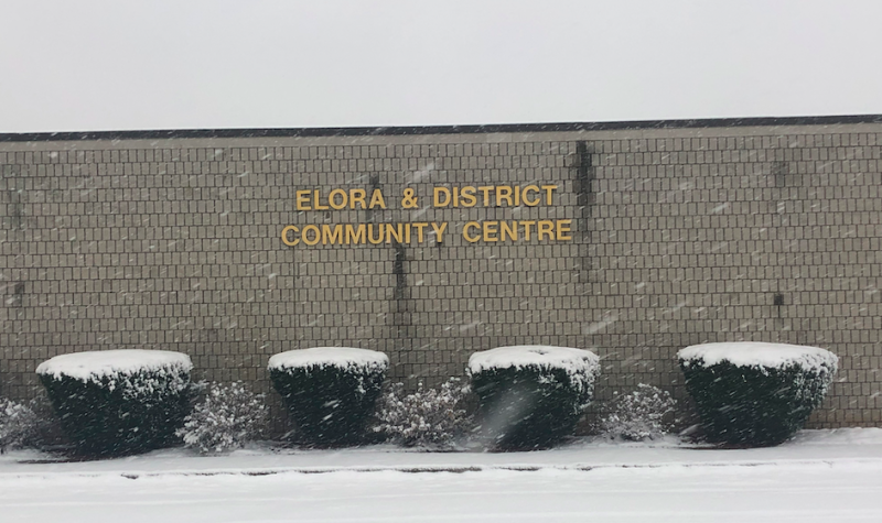 The front of the Elora & District Community Centre is the arena.