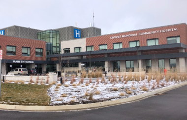 The exterior of the Groves Memorial Community Hospital opened in Fergus, Ontario.