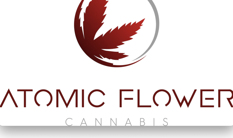 Le logo de l'entreprise, une feuille de cannabis rouge dans un cercle.