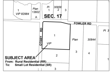 Map of the property proposed for subdivision on Hornby Island