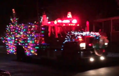 A scene from Sackville's parade of lights in 2018. Image: Sackville Fire and Rescue on Youtube.