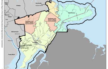 A map showing the new riding of Tantramar