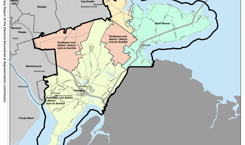 A map showing the new riding of Tantramar