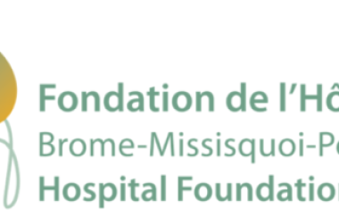 The BMP Foundation's new logo. There are two leaves connected by a stem with a heart in the middle of one of them. The stem represents the bond betweenthe BMP Foundation, the hospital, and its community. The heart represents generosity. Its colours are turquoise and yellow.