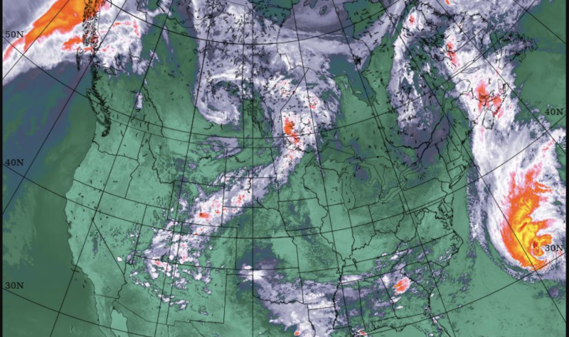 Environment Canada satellite image of Hurricane Lee tracking towards Nova Scotia.