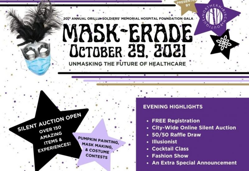 Affiche de la Mask-Erade 2021 de la fondation de l'Hôpital Soldier Memorial d'Orillia