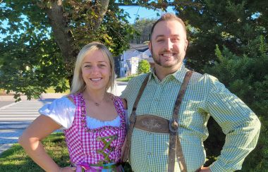 Pictured is Solène Robitaille (L) and Francis Laramée (R) dressed to impress for Oktoberfest, one of the BMP Foundation’s annual fundraisers. Photo courtesy of BMP Foundation.