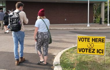 People lining up to vote in Sackville on September 14th, 2020. Photo: Erica Butler