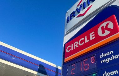 Signage outside an Irving Oil gas station shows the price of regular gas at $2.26 per litre.