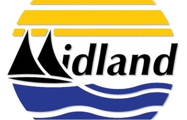 Logo de la ville de Midland l'eau en bleu et le ciel en jaune