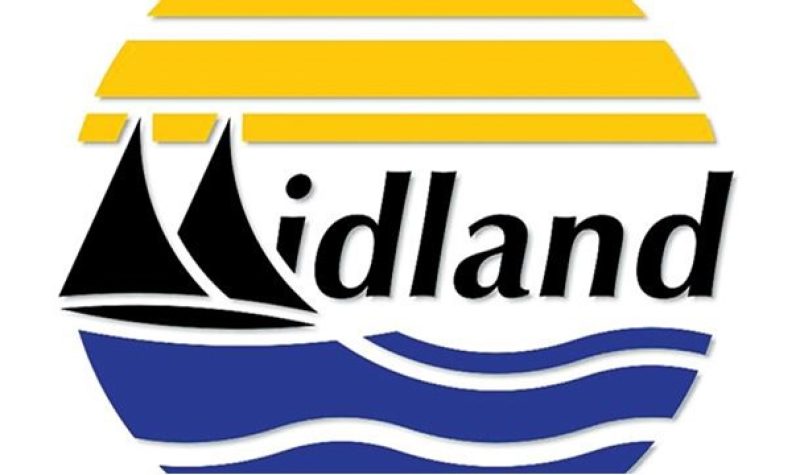 Logo de la ville de Midland l'eau en bleu et le ciel en jaune