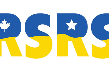 The letters RSRS in the Ukrainian flag colours of blue and yellow