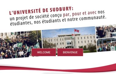 Page d'accueil du sitye web de l'université de Sudbury