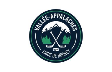 Logo en forme de cercle en noir et vert avec les écritures Vallée-Appalaches en haut et Ligue de hockey en bas