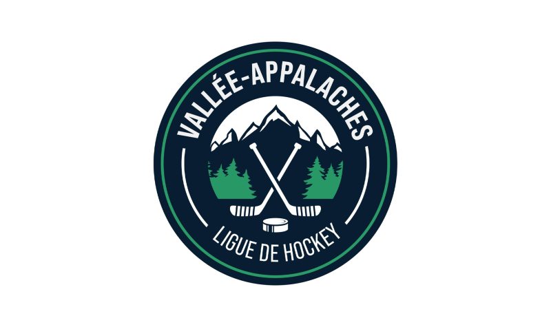 Logo en forme de cercle en noir et vert avec les écritures Vallée-Appalaches en haut et Ligue de hockey en bas
